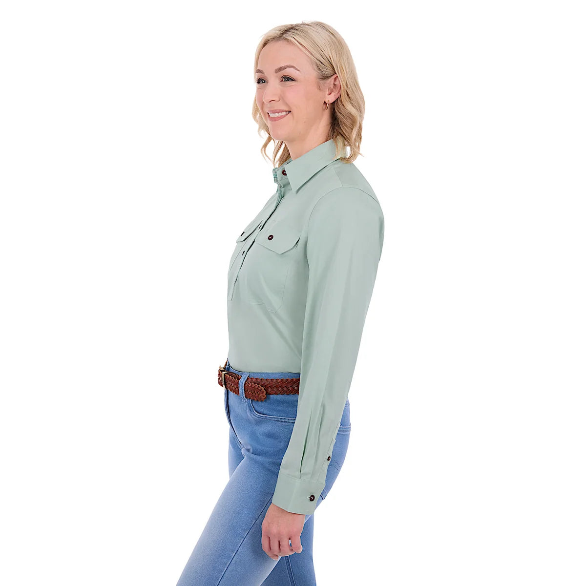TCP2100106 Thomas Cook Women’s Stretch Drill LS Shirt Mint