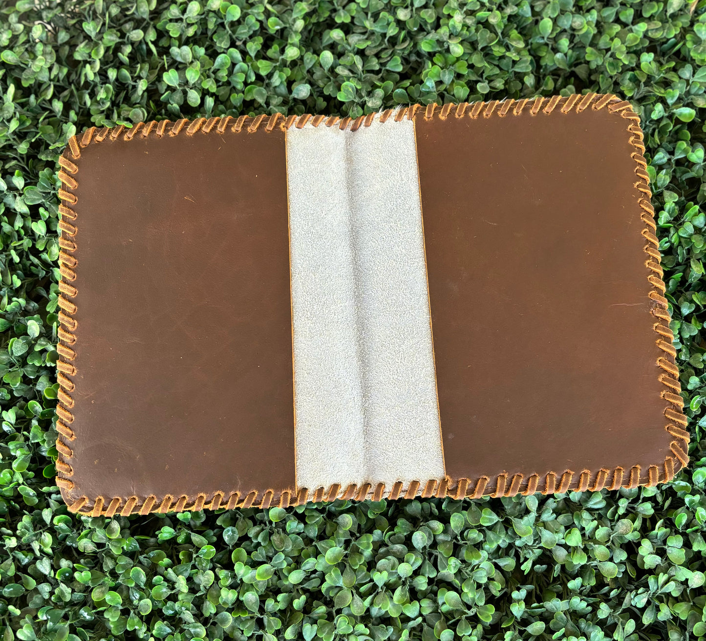 AE9098 Cow Hide Notebook Cover With Stitched Trim