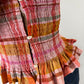 LJC5418 LJC Alma Cotton Shirred Top - Pink Plaid