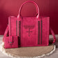 MW1124-H8120SW Montana West Whipstitch Concealed Carry Tote With Matching Bi-Fold Wallet - Hot Pink