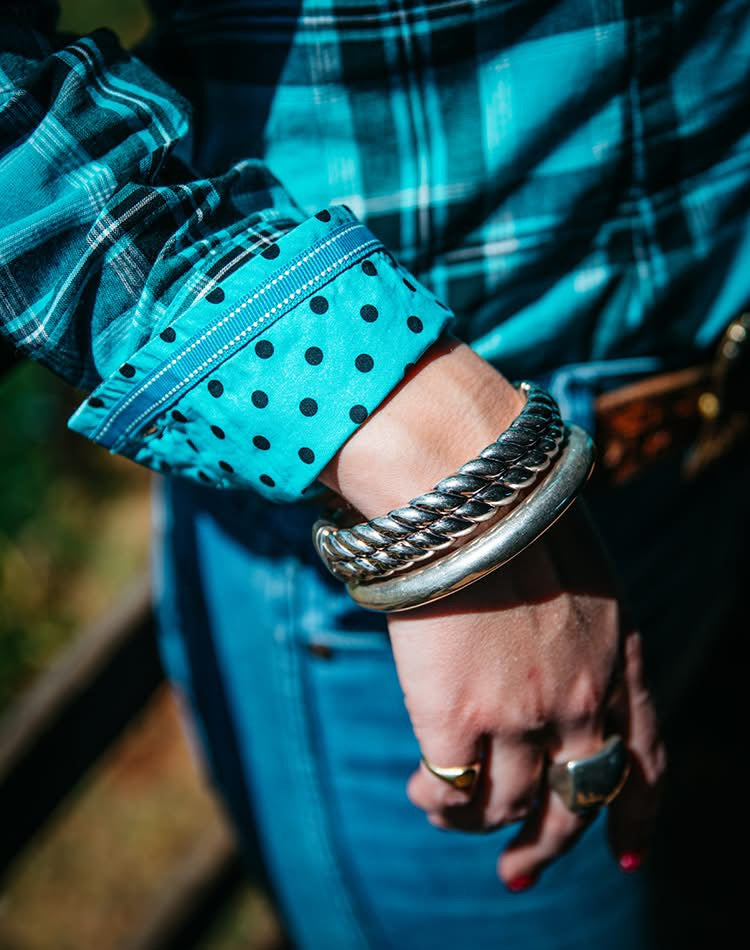 RR01-2008 Hitchley & Harrow Fitted Turquoise Check L/S Shirt