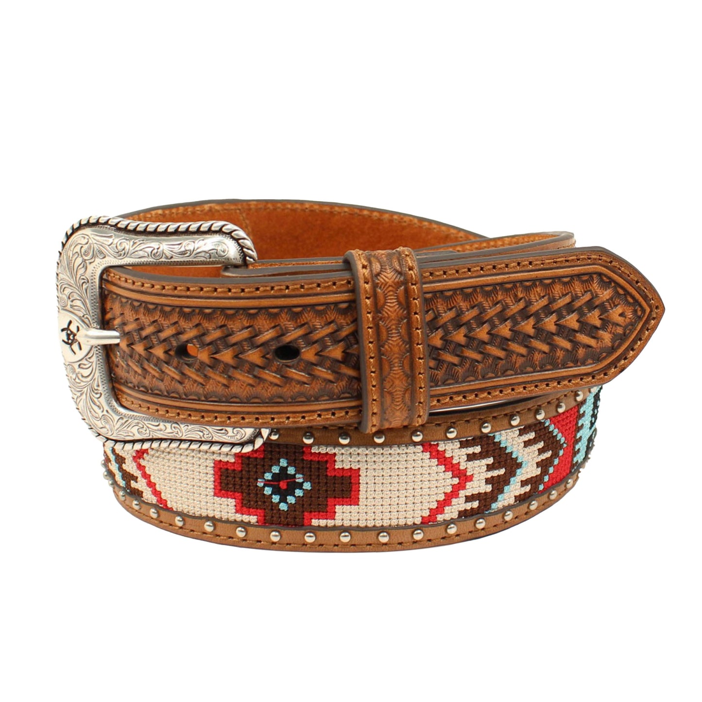 1033297 Ariat Mens Belt Leather Southwest Aztec