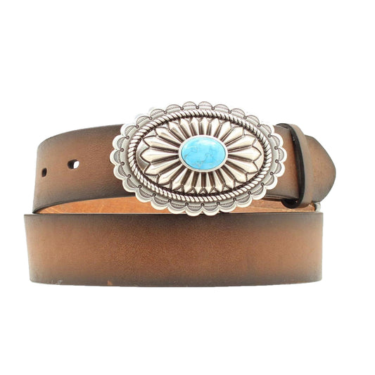 1512002 Ariat Wms Brown Belt With Turquoise Buckle