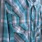 03-001-0062-4024 Roper Men's Plaid Blue & Grey LS Shirt