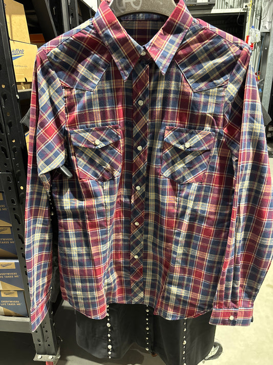 01-050-0101-7001 Roper Women's 55/45 Collection LS Shirt Plaid Blue & Red