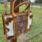 AE2247 Carved Tooled Leather Hide Crossbody Handbag