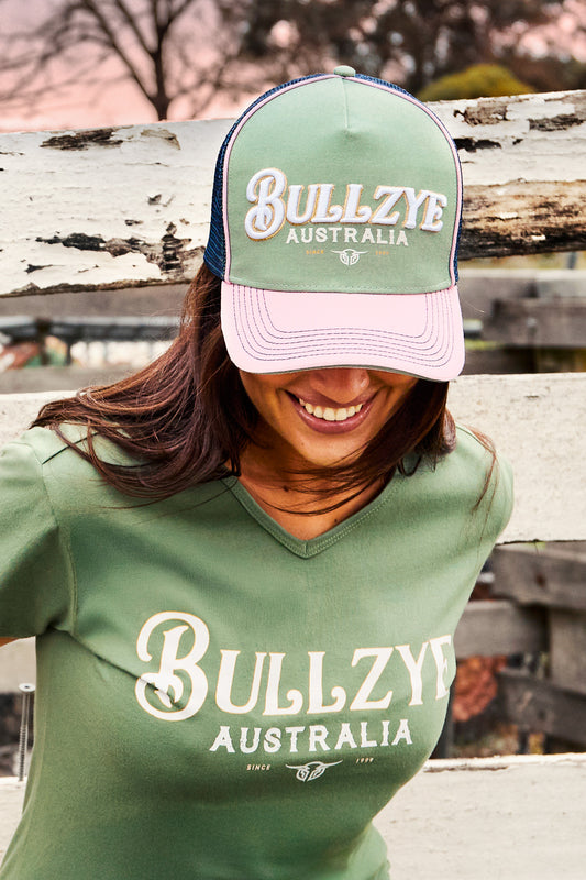 B5S2947CAP Bullzye Eleanor HP Trucker Cap Moss/Pink