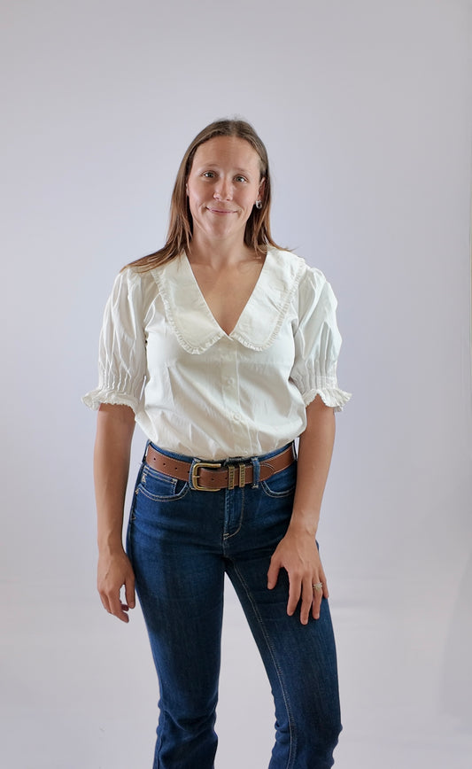 LJC429  LJC Rosie Cotton Shirt - White poplin