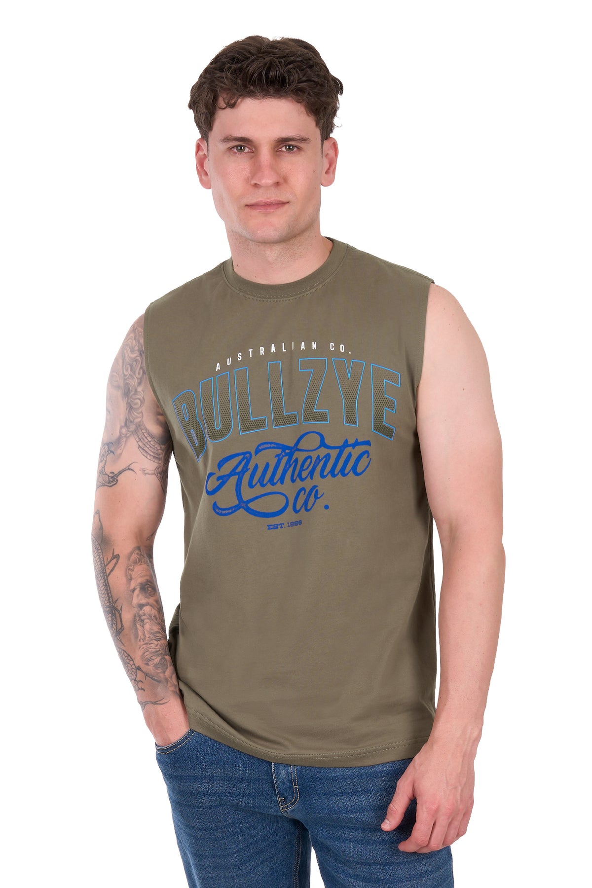 B6S1510656 Bullzye Men’s Seth Muscle Tank Military