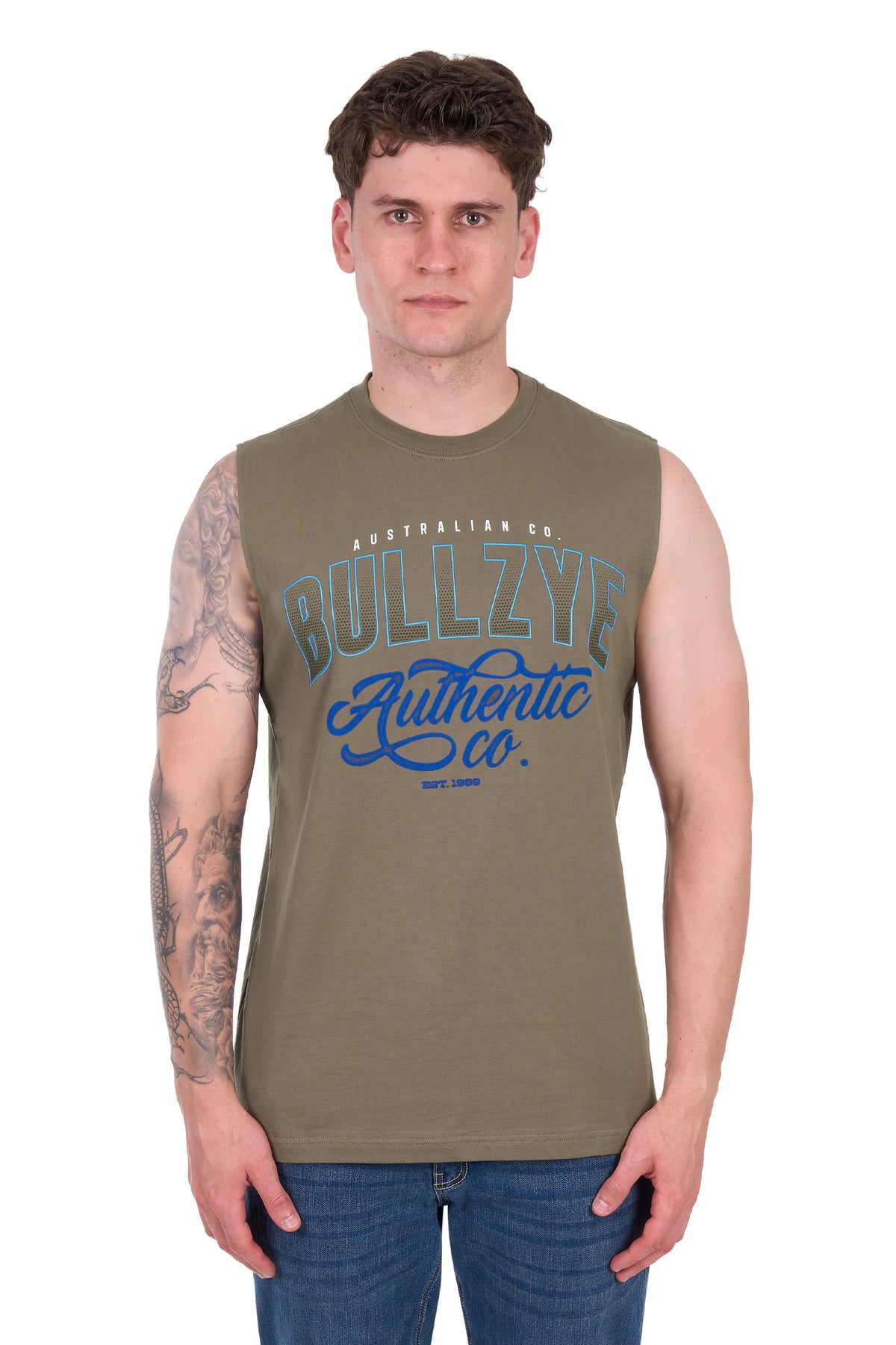 B6S1510656 Bullzye Men’s Seth Muscle Tank Military