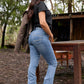 B6S2210686 Bullzye Women’s Beccy High Rise Boot Cut Jean 34 Leg