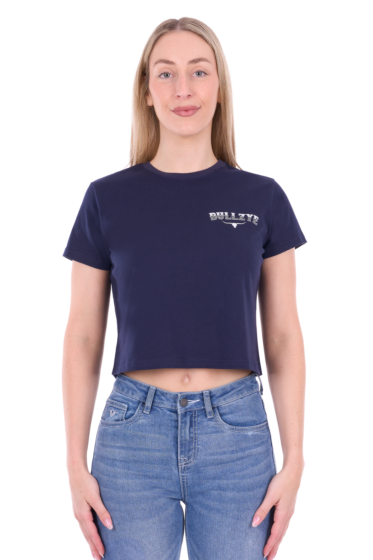 B6S2514567 Bullzye Women’s Bonnie Crop SS Tee Navy