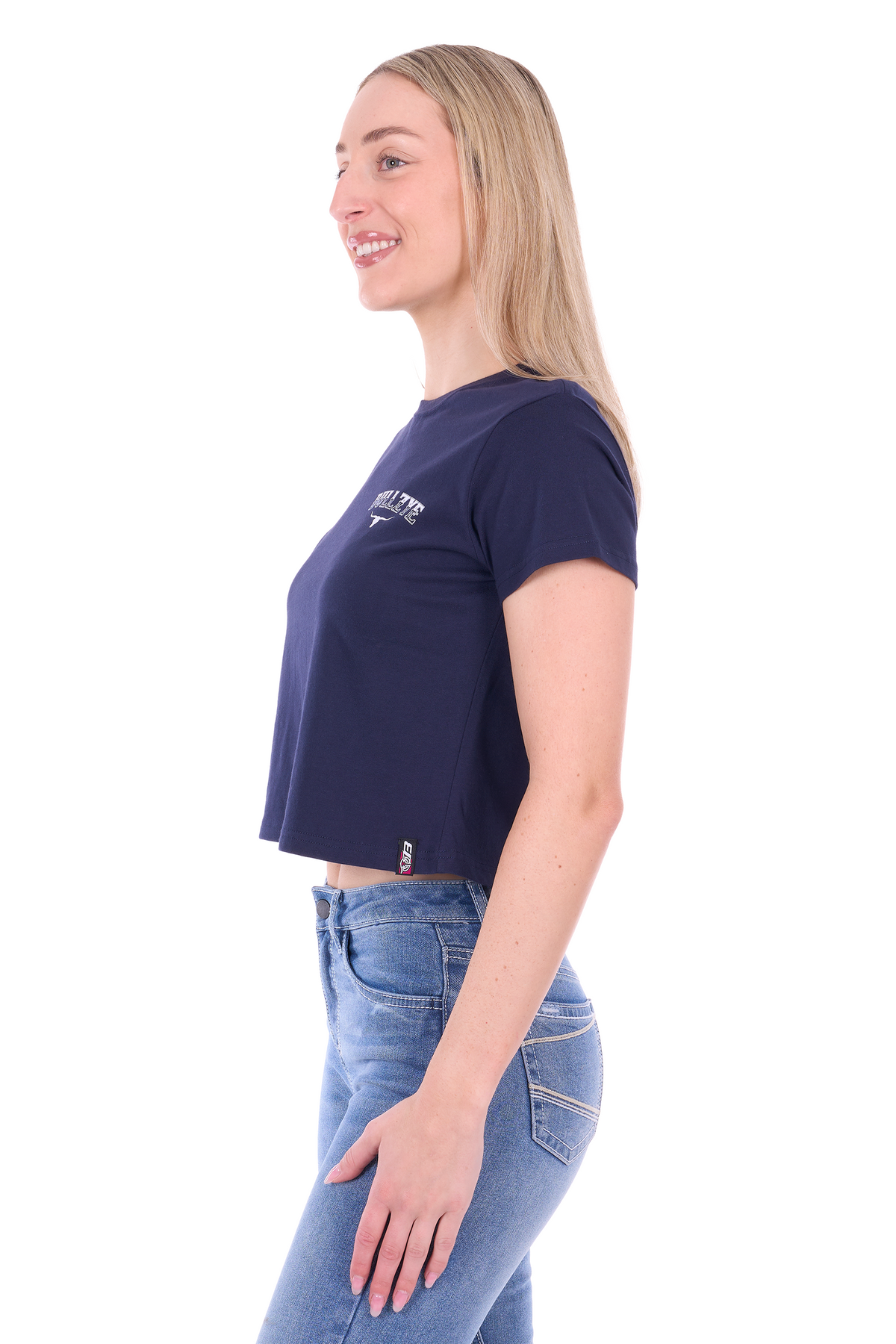 B6S2514567 Bullzye Women’s Bonnie Crop SS Tee Navy