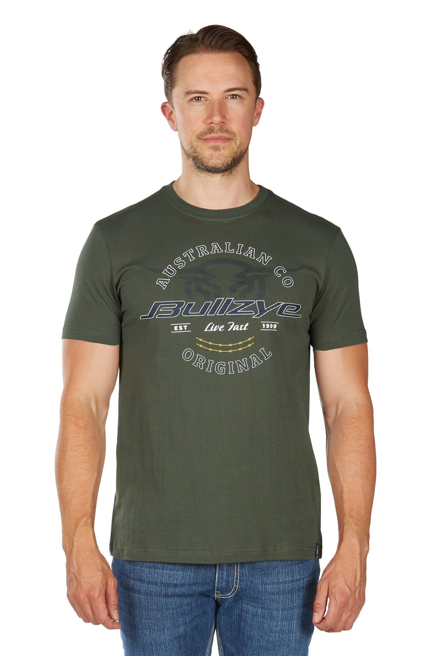 B6W1503506 Bullzye Men's Live Fast Tee Green