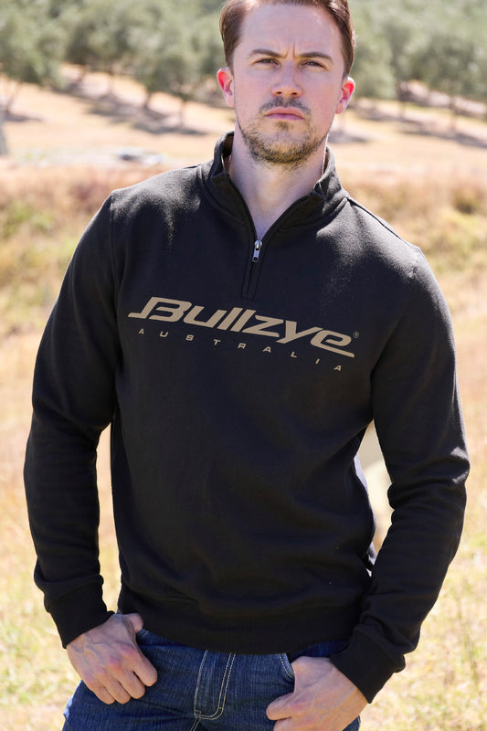 B6W1517504 Bullzye Men's Logo 1/4 Zip Pullover Black