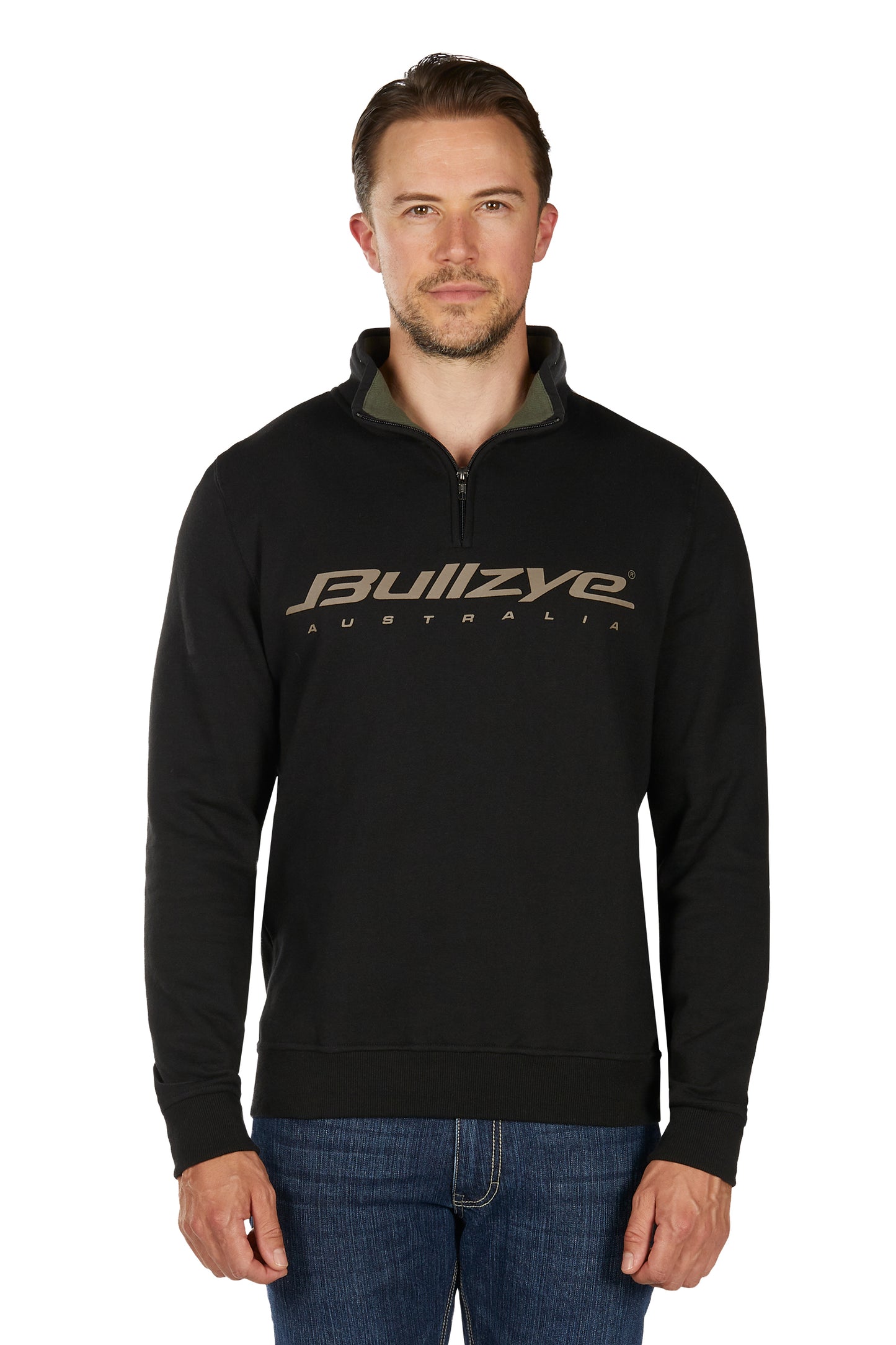 B6W1517504 Bullzye Men's Logo 1/4 Zip Pullover Black