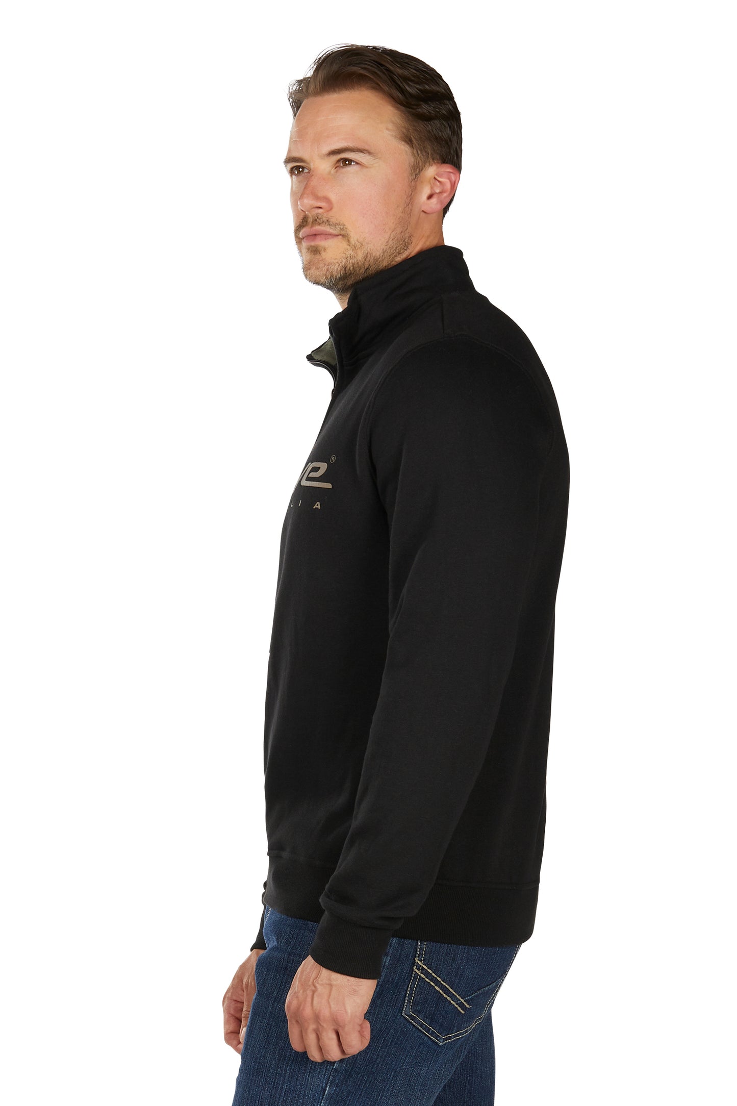 B6W1517504 Bullzye Men's Logo 1/4 Zip Pullover Black
