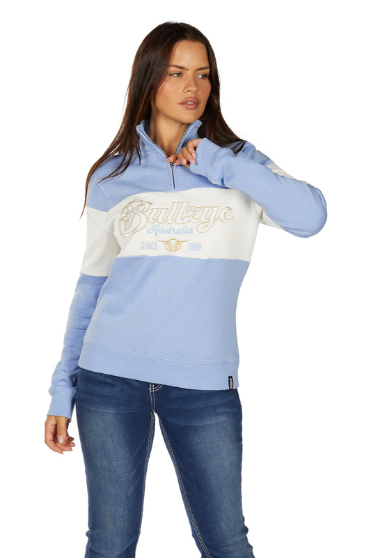 B6W2597531 Bullzye Women's Kai 1/4 Zip Pullover Blue/Cream