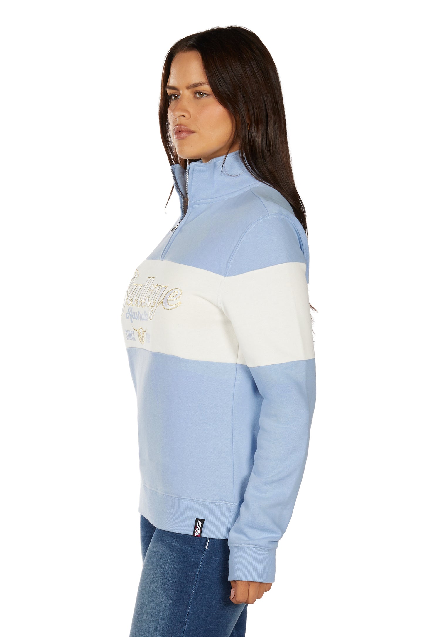 B6W2597531 Bullzye Women's Kai 1/4 Zip Pullover Blue/Cream