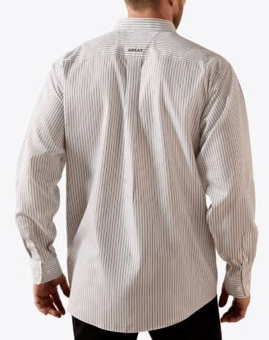 10071745 Ariat Men’s wrinkle free Cory Classic fit LS Shirt White stripe