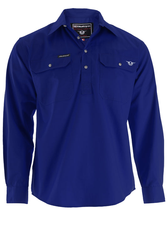 BCP1101120 Bullzye Men's Light 1/2 Button LS Work Shirt Cobalt