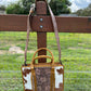 AE2247 Carved Tooled Leather Hide Crossbody Handbag