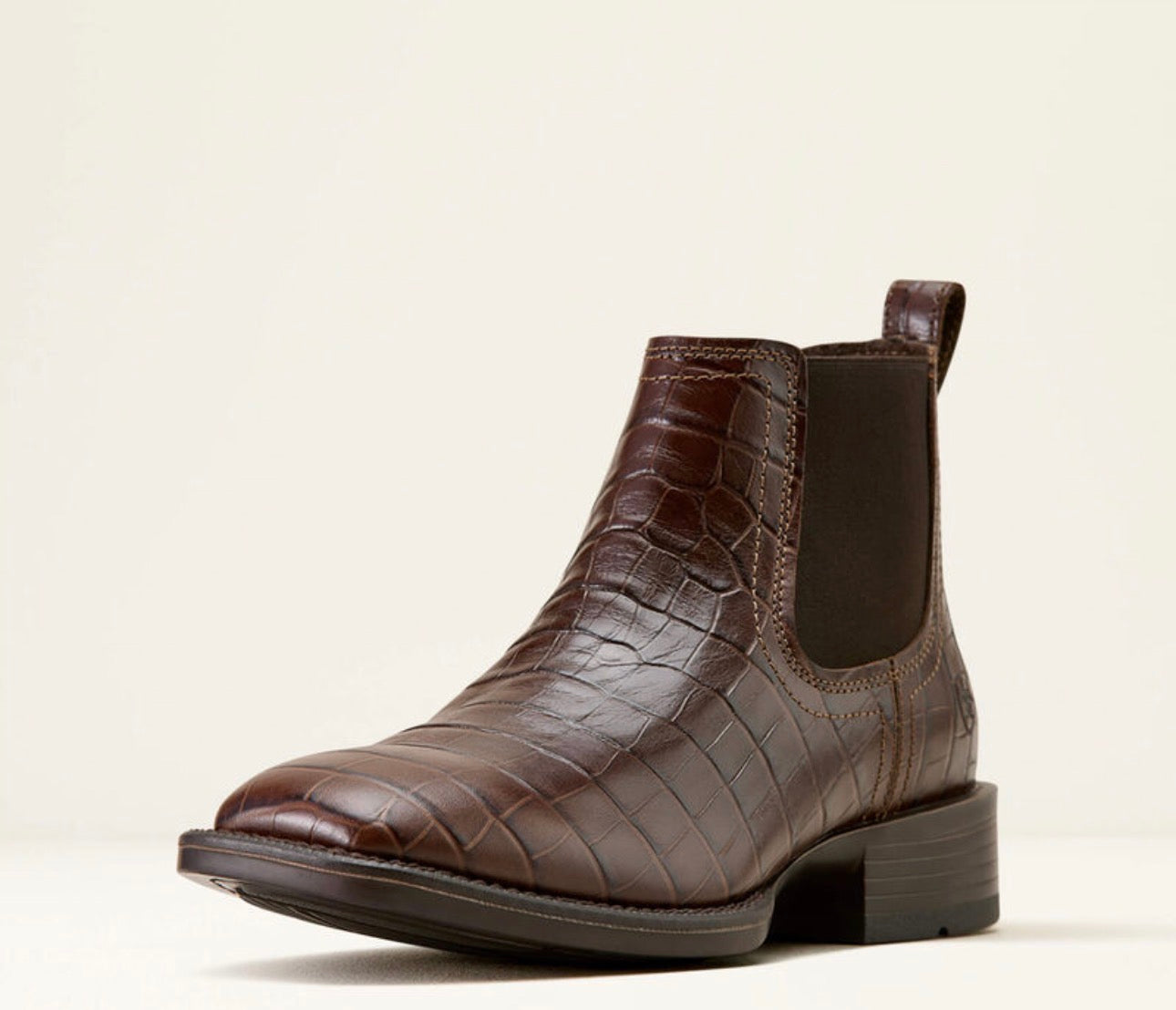 10074162 Ariat Mens Booker Chelsea Western Square toe Croc Print