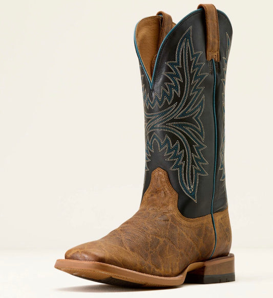 10074153 Ariat Mens Cowhand Western square toe Smoked Tan/ True Black