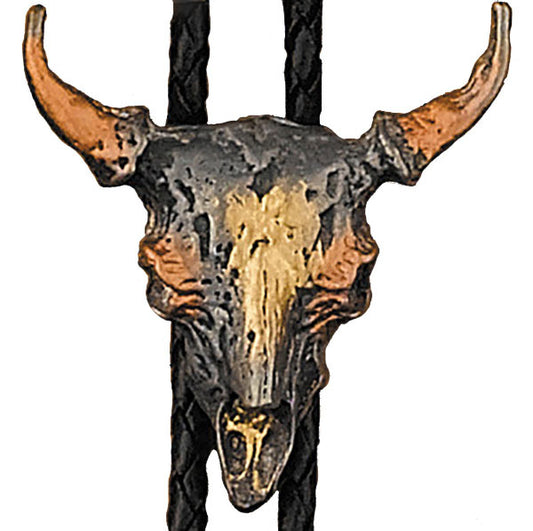 BOLO-21  Copperstone Steer Skull Bolo