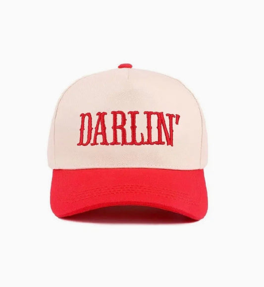 Z1B-U745RED Darlin embroidered Tab Embroidered Trucker Cap