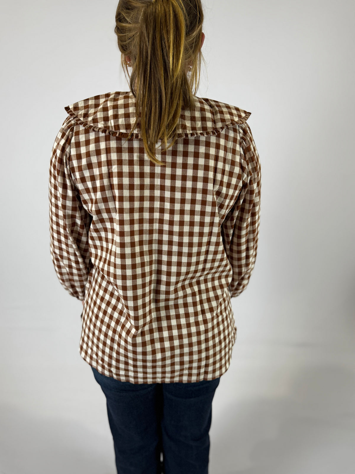 LJC5378 LJC Birdie Cotton Shirt - Chocolate Gingham