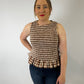 LJC5400 LJC Alma Cotton Shirred Top - Chocolate Gingham