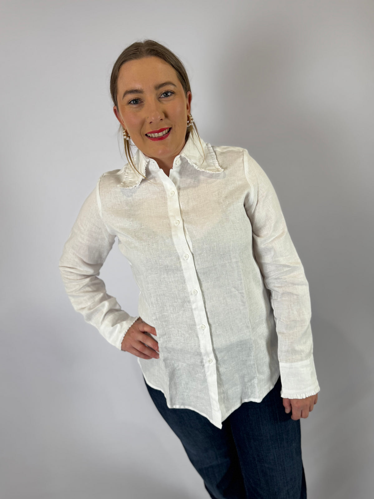 LJC5384 LJC Millie Linen Shirt - White