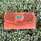 ADBGH105 USA Hand Tooled Turquoise Stone Wallet