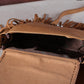 RLC-L159 Montana West Genuine Leather Tooled Collection Fringe Crossbody - Brown