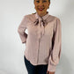 VT81416  Collared Tie Neck Button Blouse - Blush