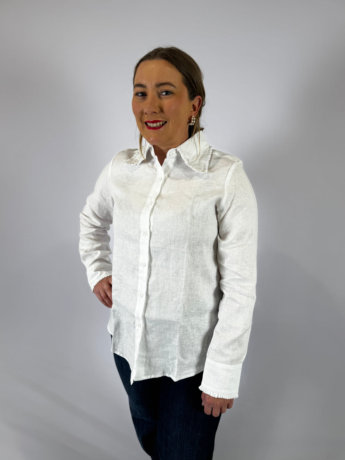 LJC5384 LJC Millie Linen Shirt - White