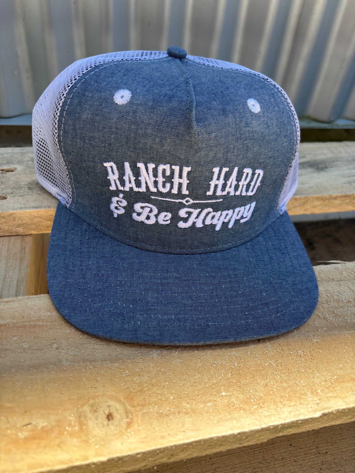 C-402 Dale Brisby Ranch Hard Be Happy Light Denim Cap