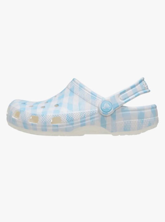 211006-16S CROCS Classic Gingham Clog White & Blue