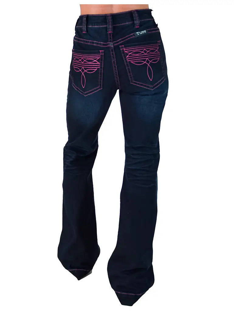 C01-JPNKBT-DWH  Cowgirl Tuff Pink Boot stitch Short Leg