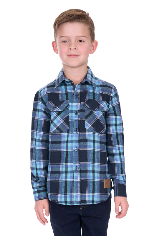 D6W7115206 Dux Bax Boy's Thermal LS Shirt Navy/Teal
