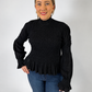 LJC129 LJC Violet Shirred Top Seerucker - Black