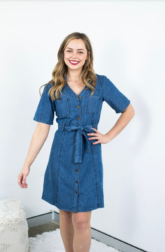 D9148-DN Cot Denim Women's Shirt Dress