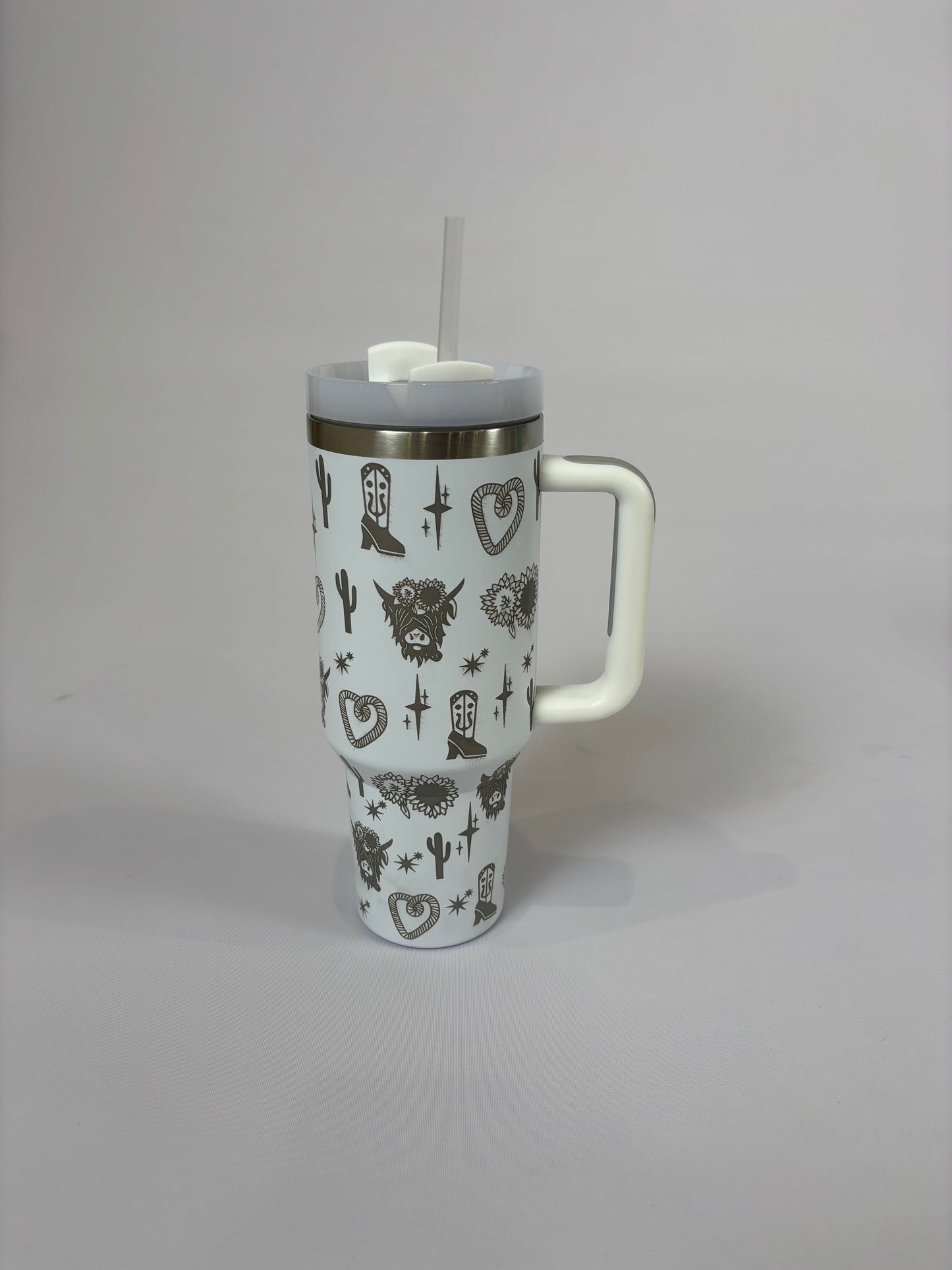 28664 Tumbler Hot Double Wall 40oz H2.0 Stainless Steel Cow Head White