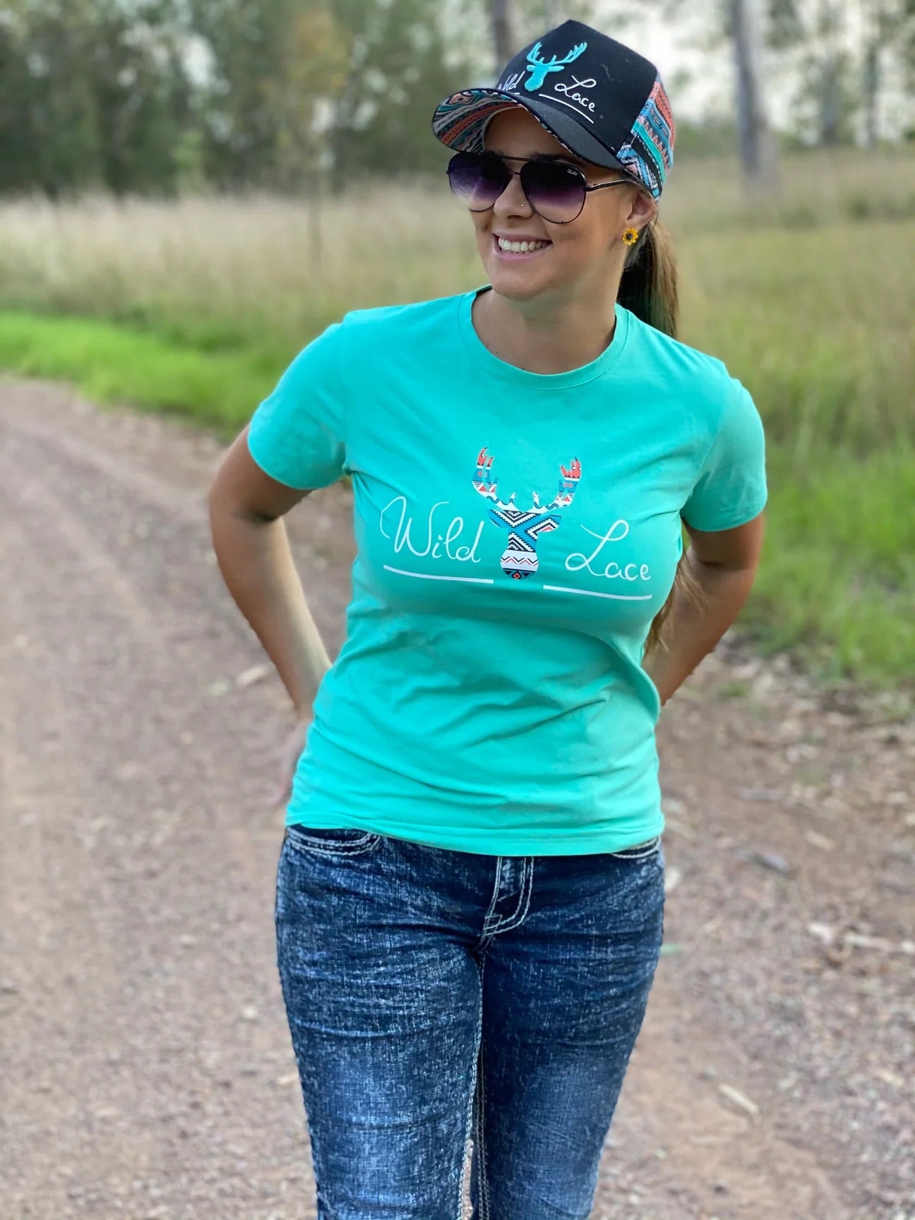 WL837 Wild Lace Women's Turquoise Tee