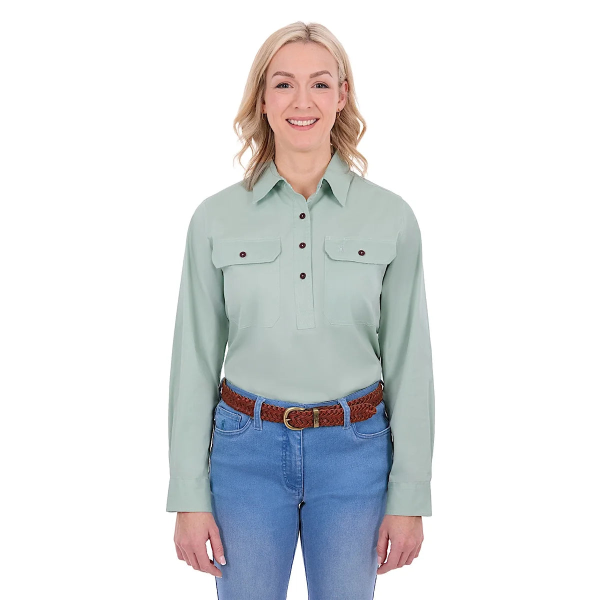 TCP2100106 Thomas Cook Women’s Stretch Drill LS Shirt Mint