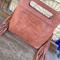 WG110-2022BR Montana West  Embroidered Fringe mini tote - Brown