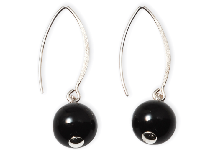 EB0167 MCJ Black Agate Dangle Earrings