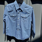 112314857 Wrangler Boy's LS Blue & White Diamond Print Shirt