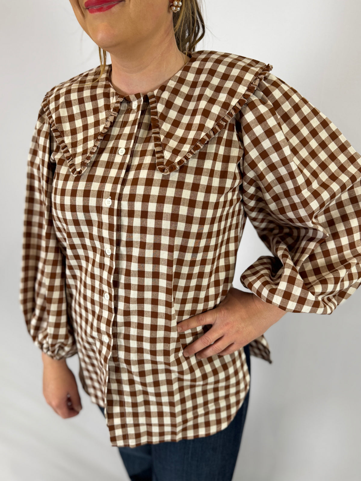 LJC5378 LJC Birdie Cotton Shirt - Chocolate Gingham